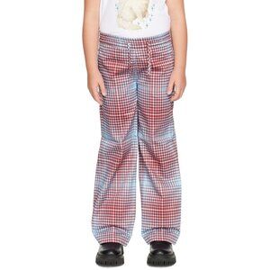 NWT CHARLES JEFFREY LOVERBOY BLURRY TARTAN JOGGING BOTTOM, SIZE: 7/8